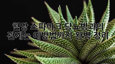 혈당 스파이크, 당뇨병과의 관계는? 예방법까지 완벽 정리!